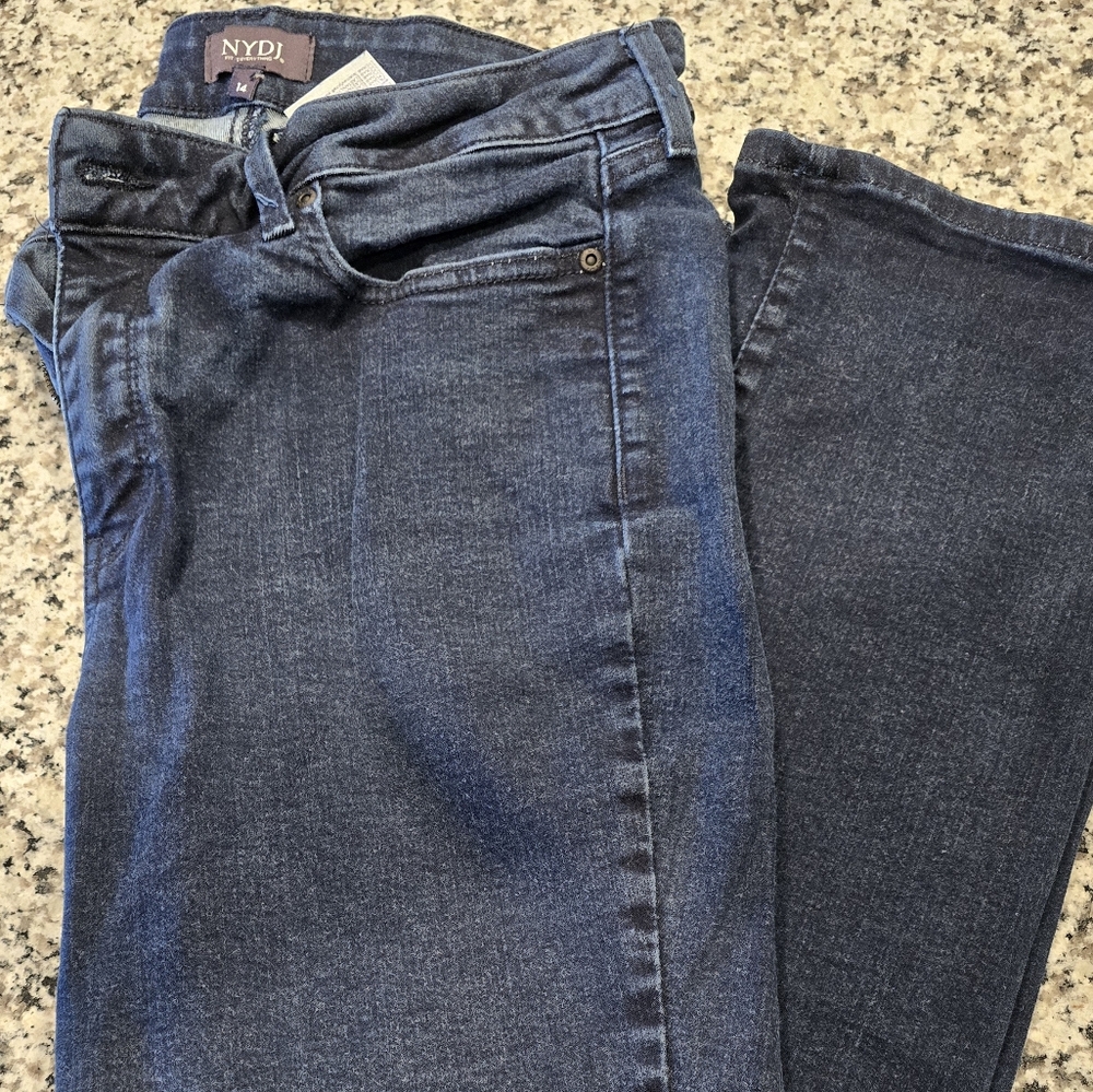 NYDJ Marilyn Straight Dark Blue Jeans Size 14